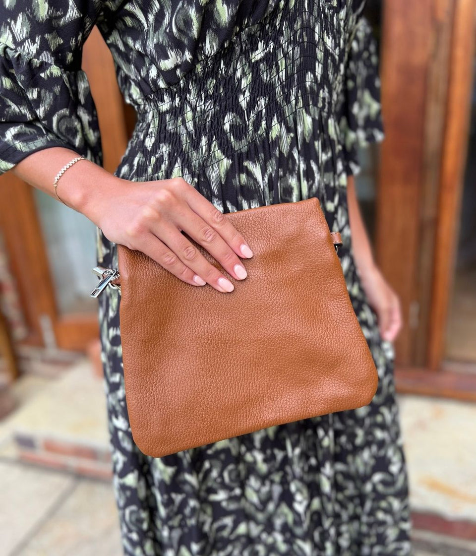 Brown Leather Compartment Bag