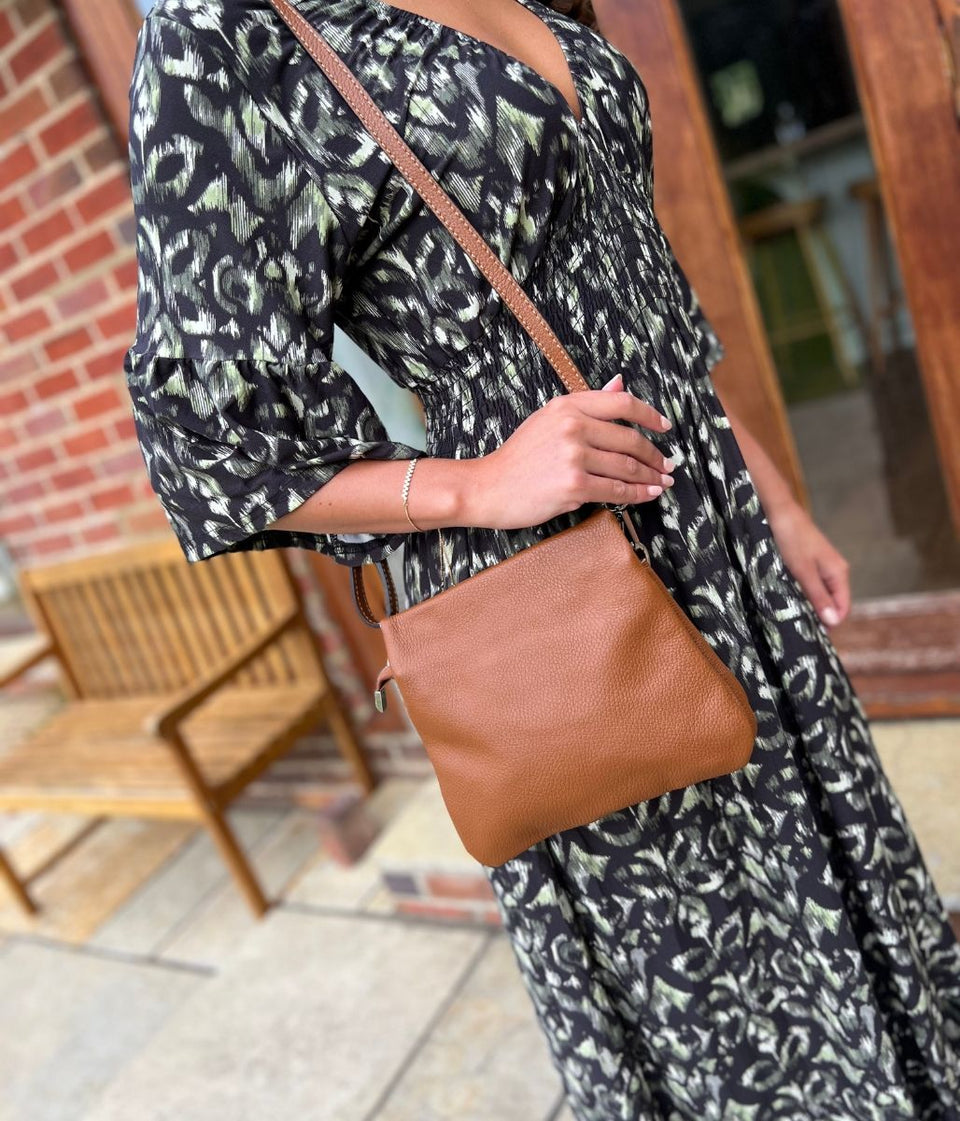 Brown Leather Compartment Bag
