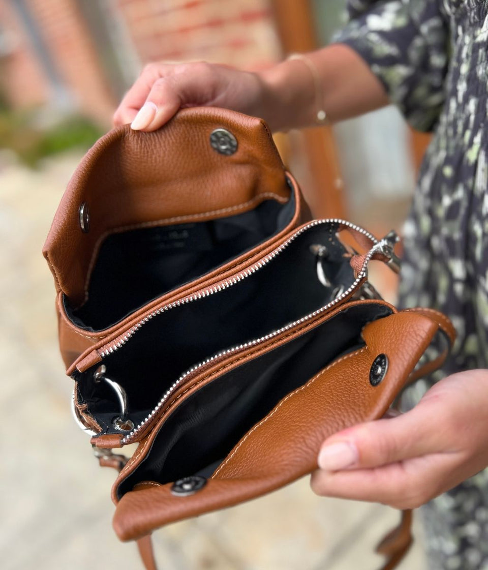 Brown Leather Compartment Bag