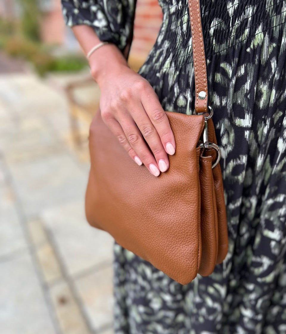 Brown Leather Compartment Bag