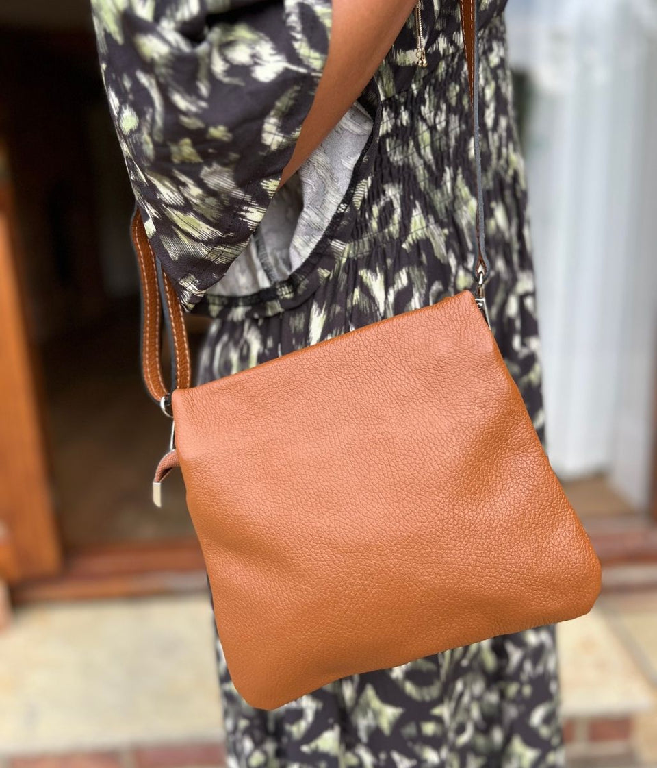 Brown Leather Compartment Bag