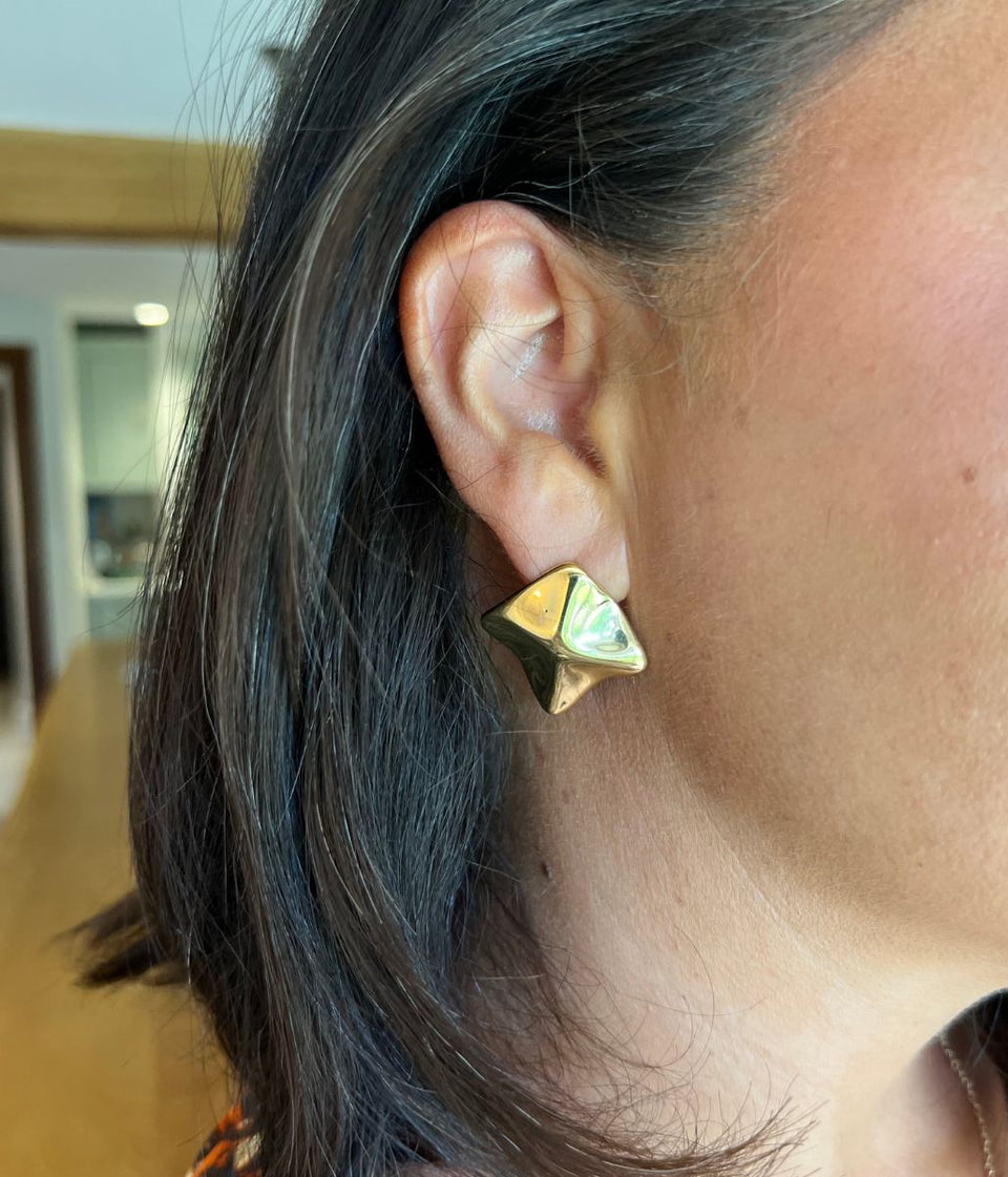 Gold Square Statement Earring
