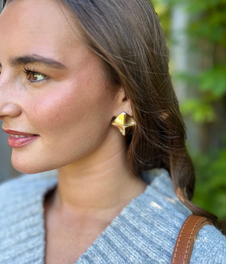 Gold Square Statement Earring