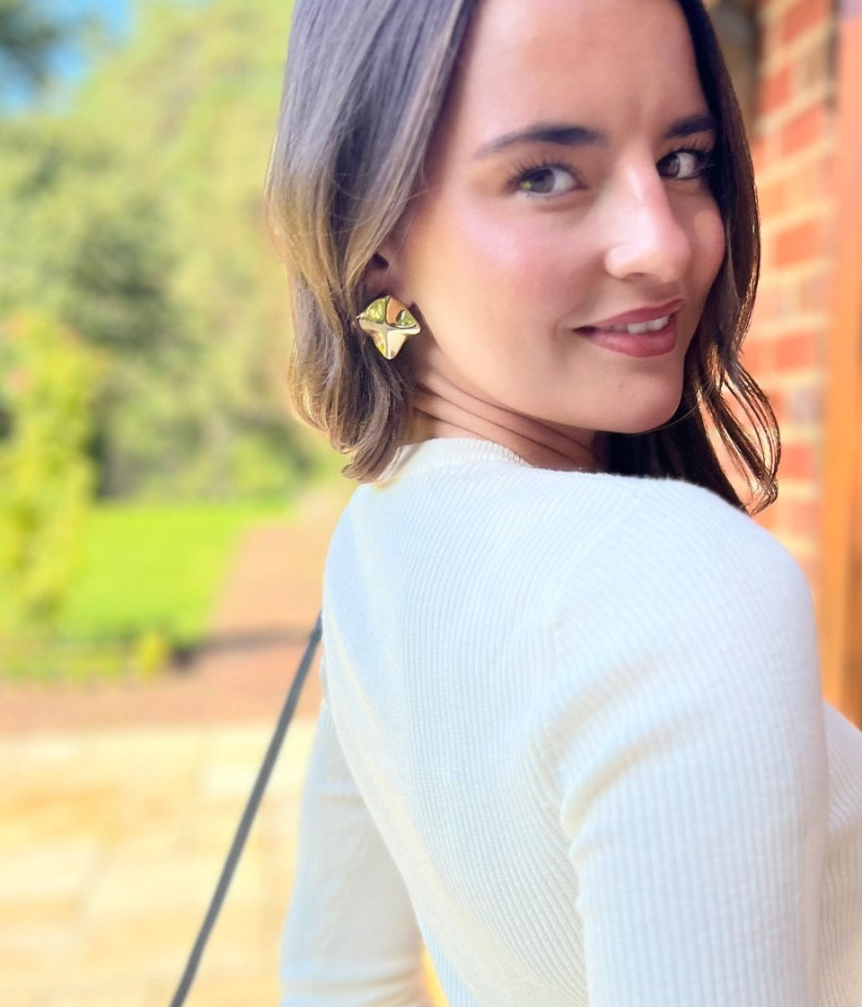 Gold Square Statement Earring