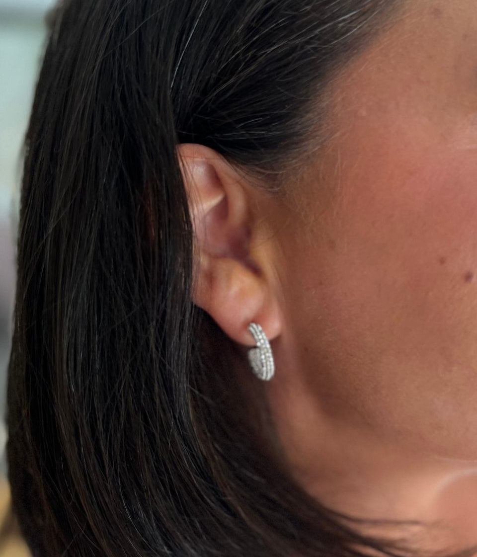 Silver Diamante Hoop Earring