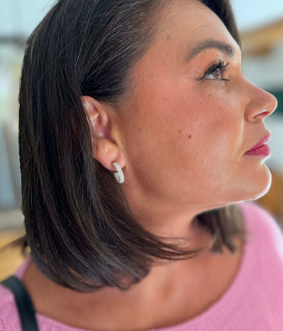 Silver Diamante Hoop Earring