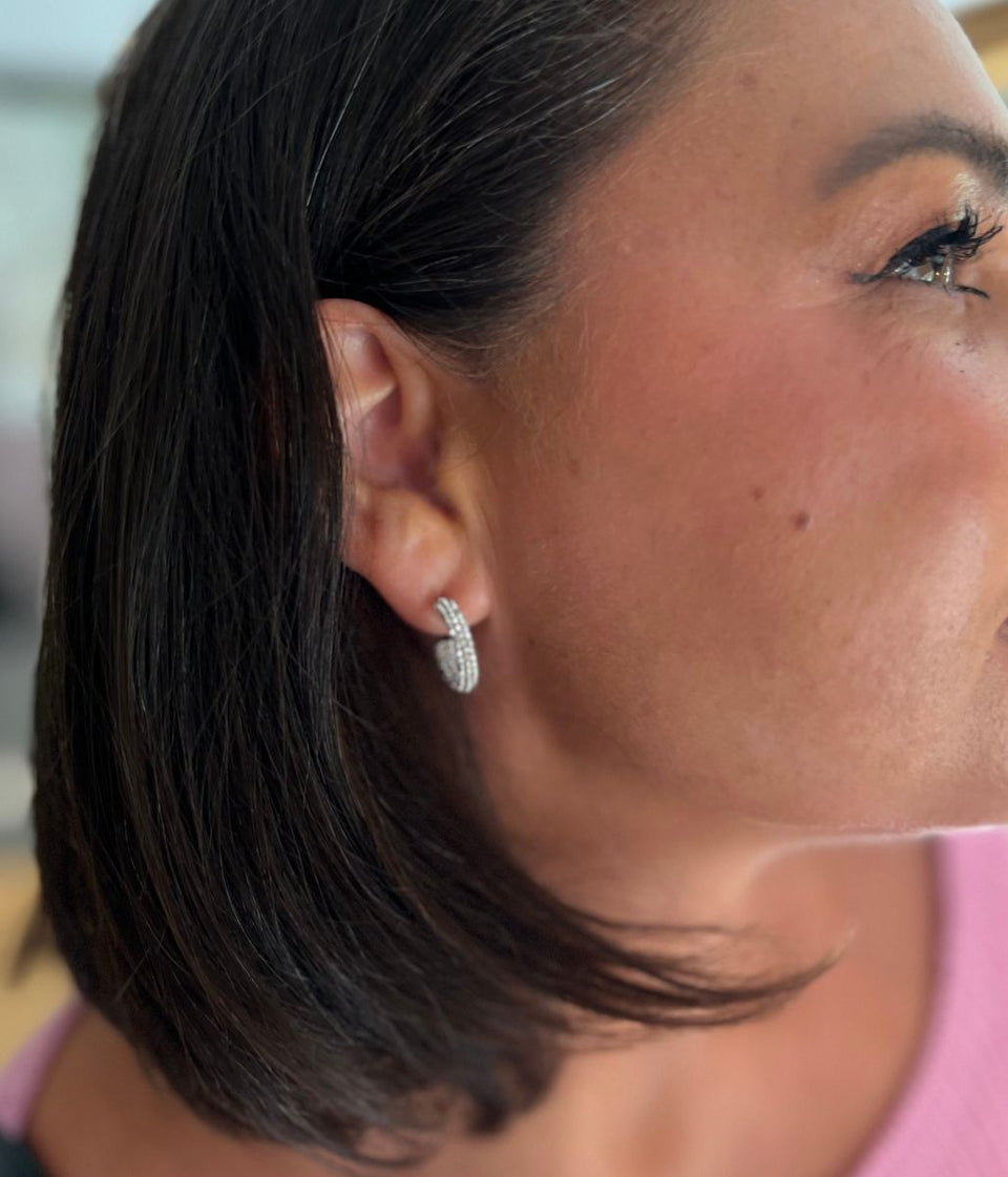 Silver Diamante Hoop Earring