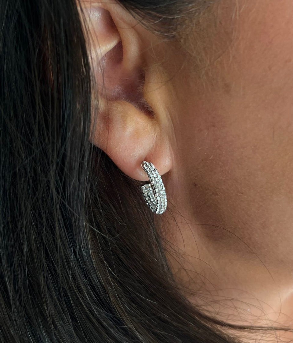 Silver Diamante Hoop Earring