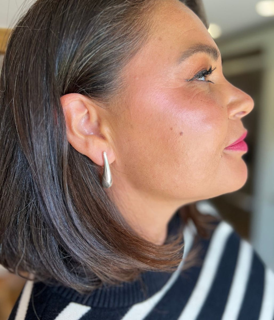 Silver Long Teardrop Earring
