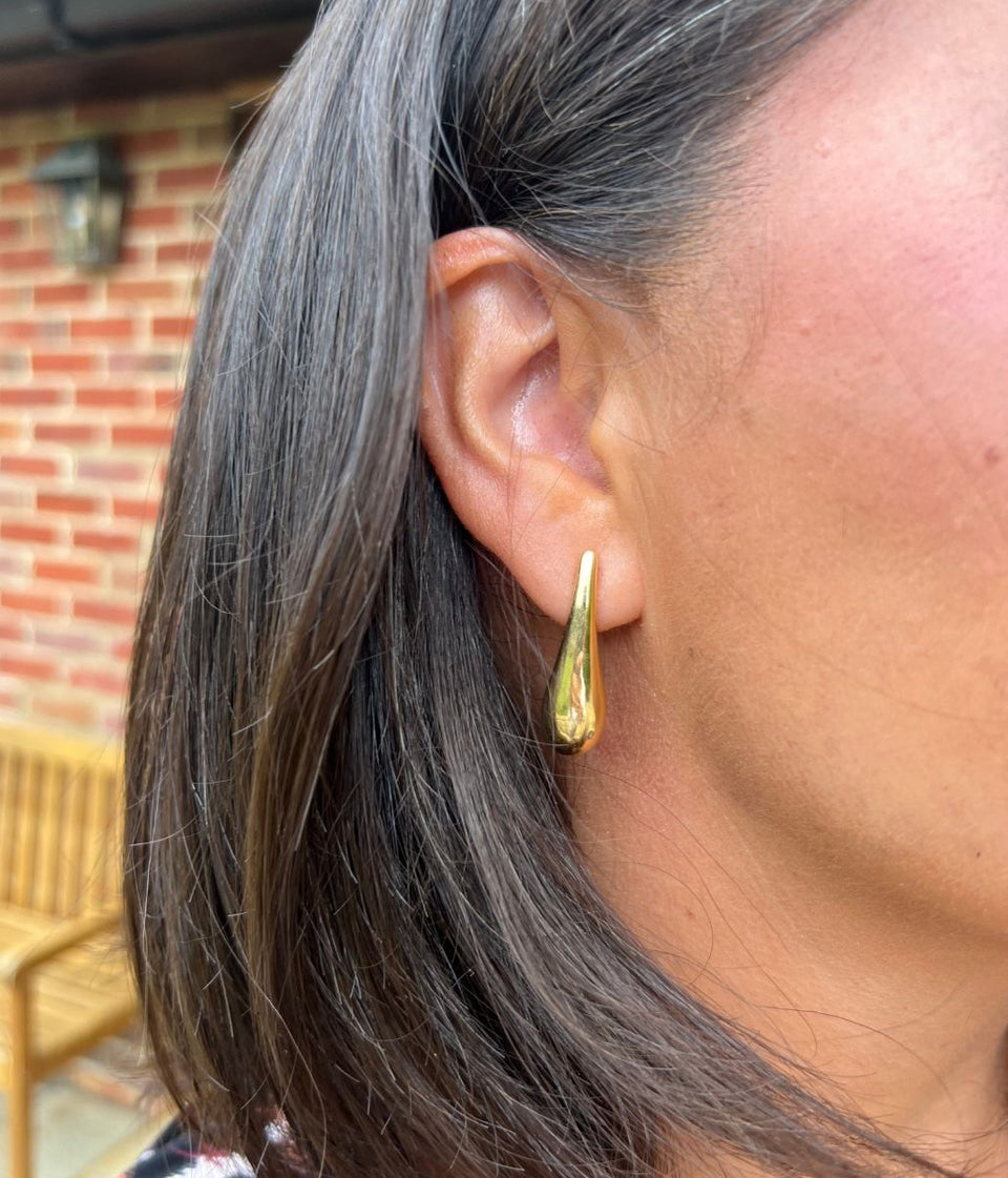 Gold Long Teardrop Earring