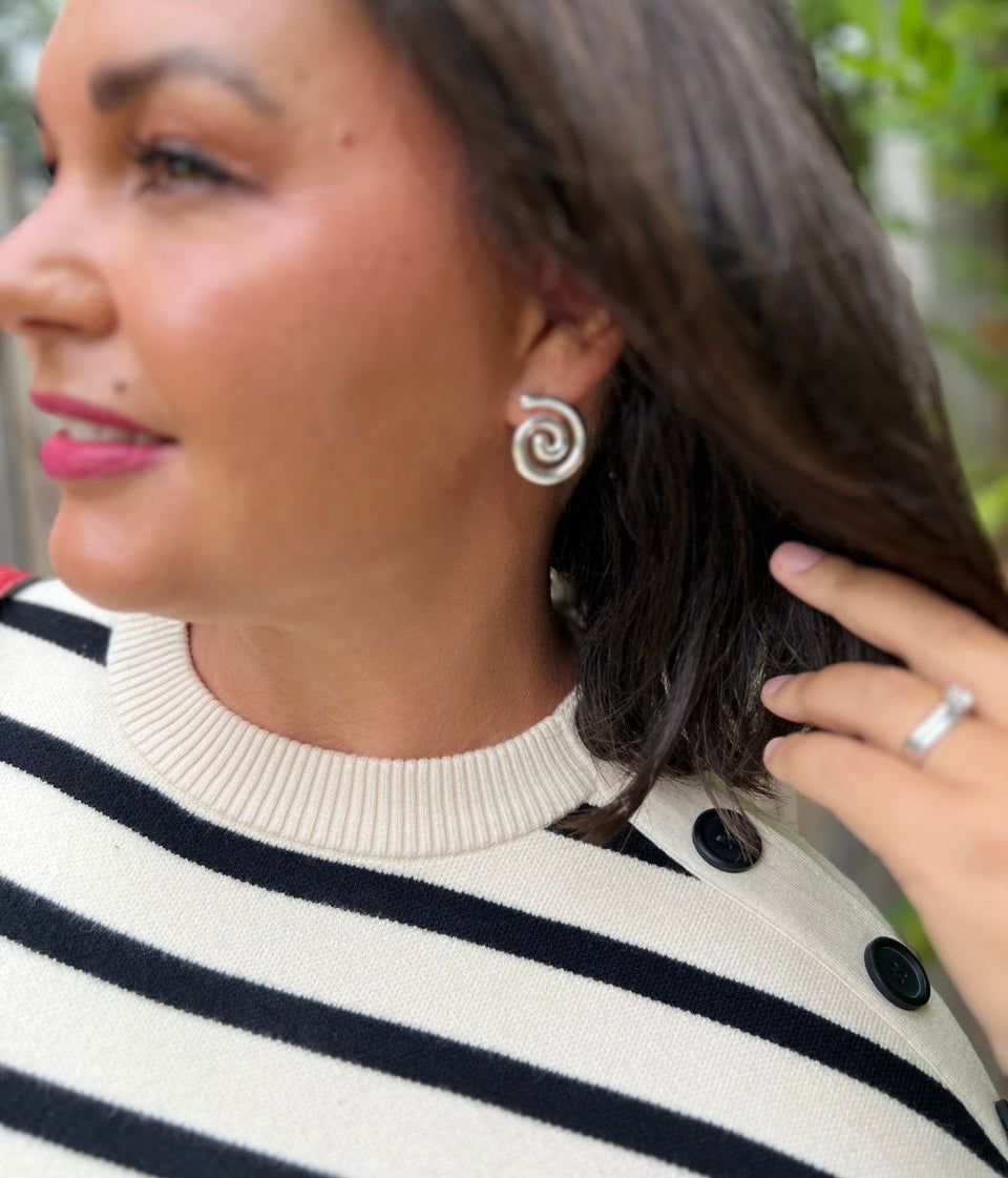 Silver Swirl Statement Earring