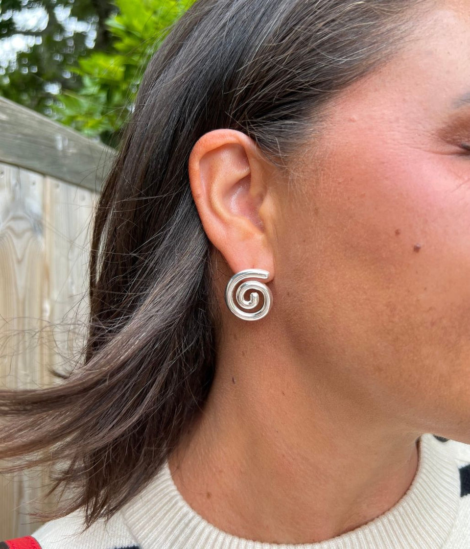 Silver Swirl Statement Earring