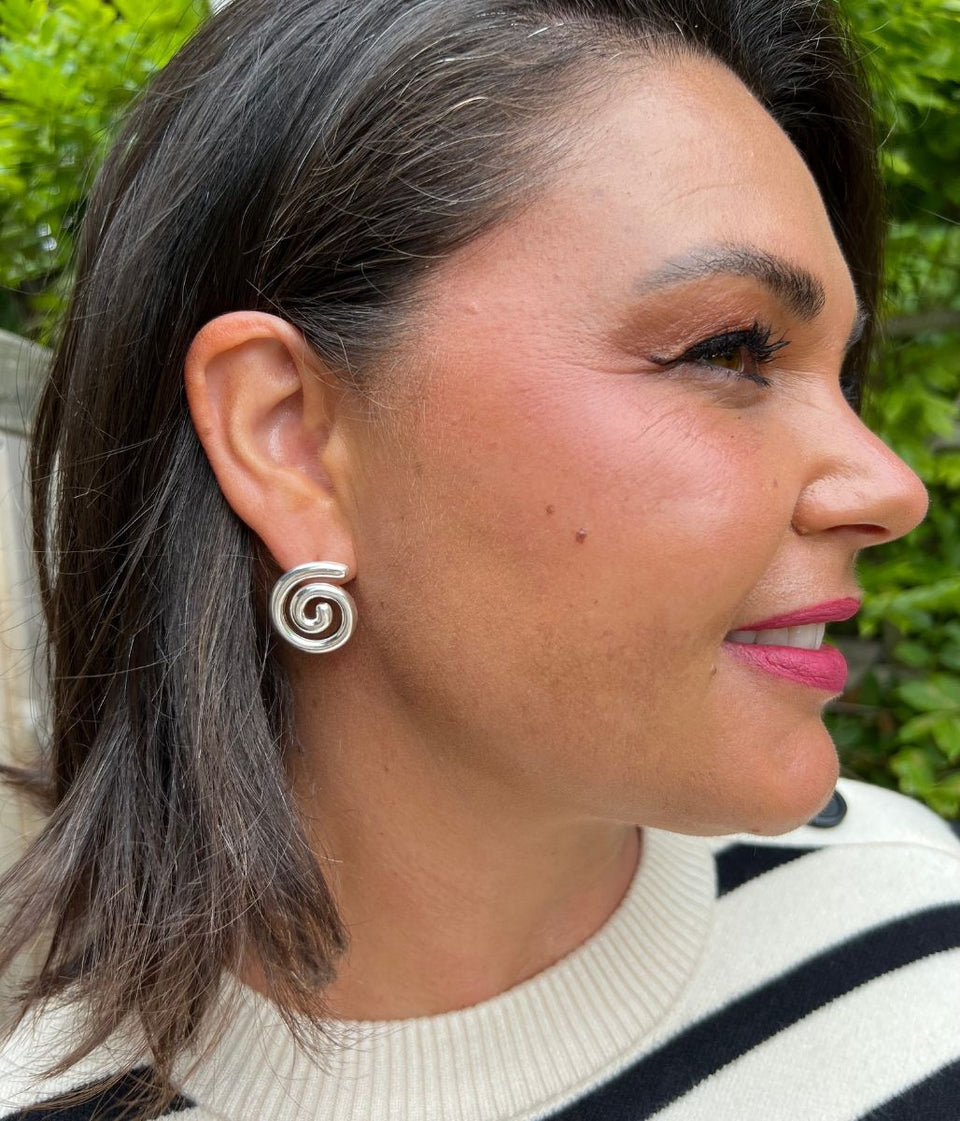 Silver Swirl Statement Earring