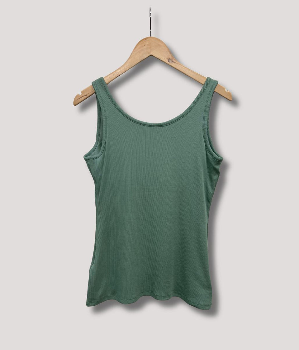 Green Cotton Rich Secret Support Vest Top