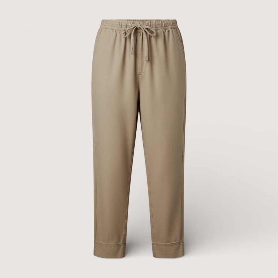 Light Brown Cropped Barrel Tencel Trousers