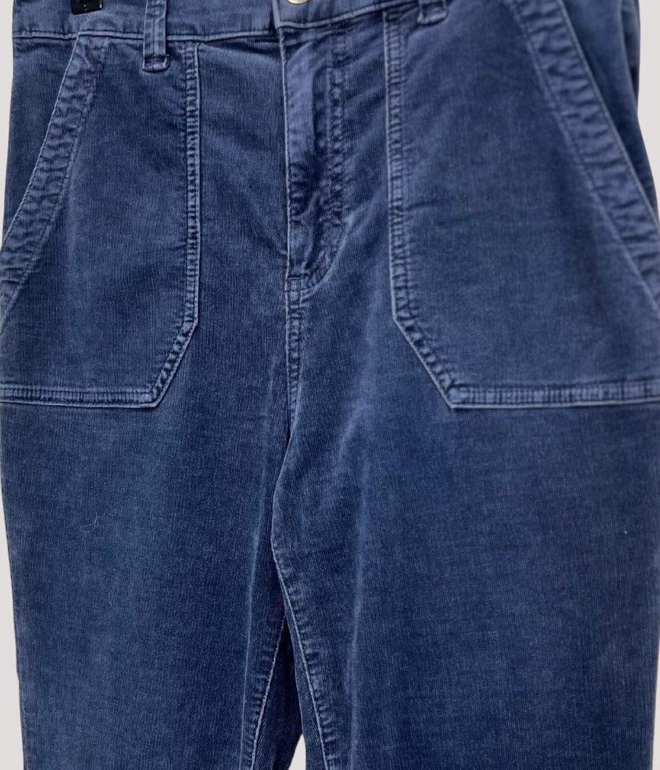 Blue Cord Tapered Leg Trousers