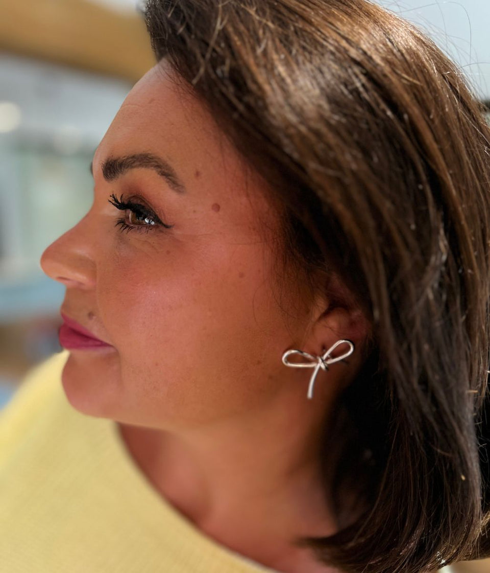 Silver Bow Knot Earring