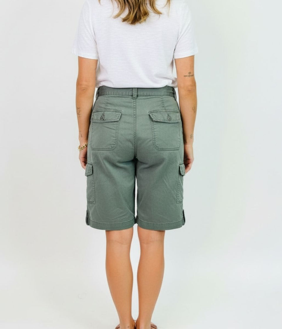 Khaki Long Cargo Shorts