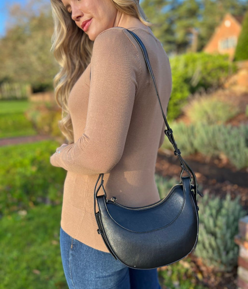 Black Cassie Crescent Bag