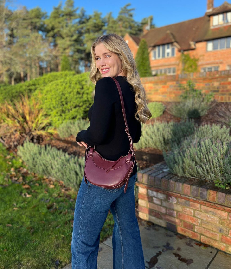 Wine Cassie Crescent Bag