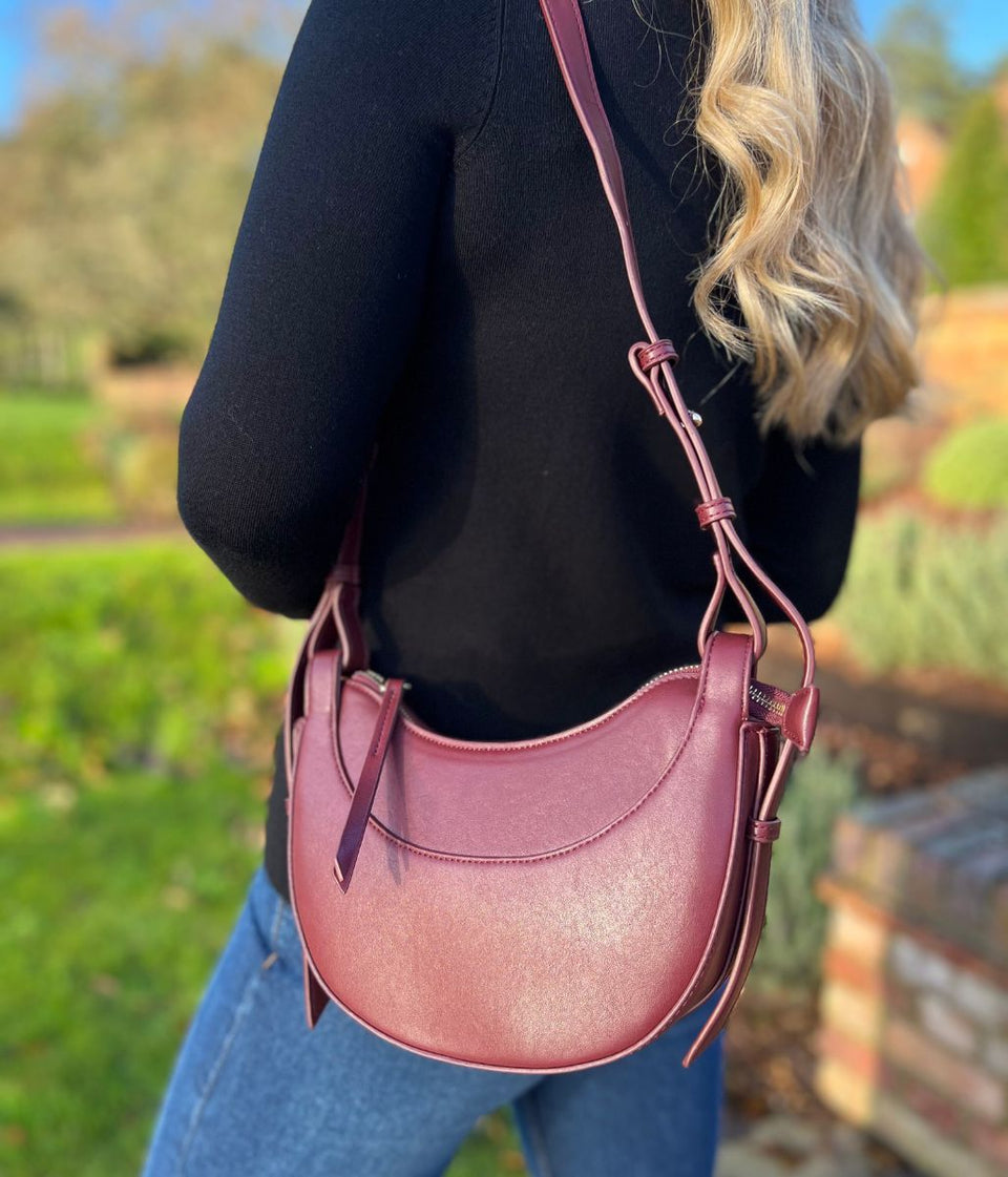 Wine Cassie Crescent Bag