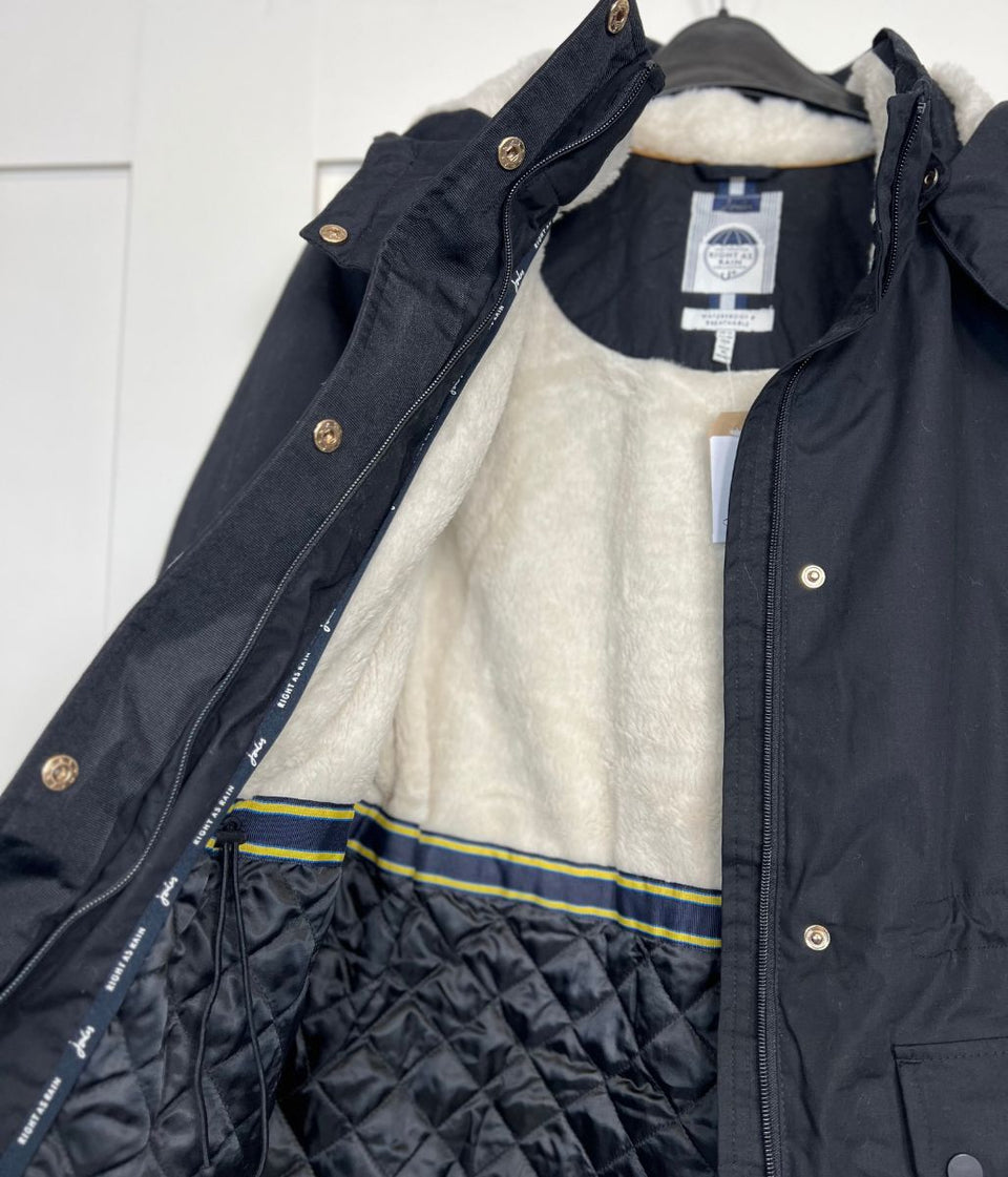 Black Loxley Sherpa Lined Waterproof Coat