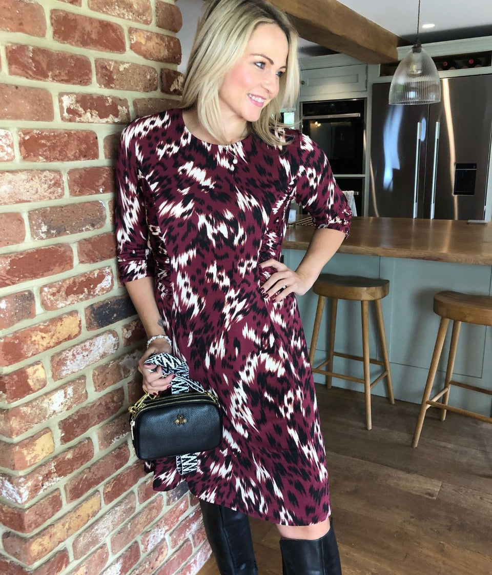 Shelley Deep Red Abstract Print Dress