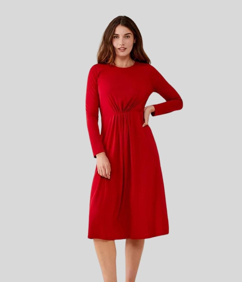 Red Pleat Delma Dress