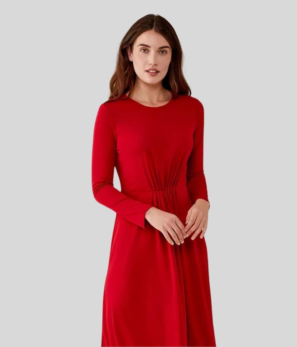 Red Pleat Delma Dress