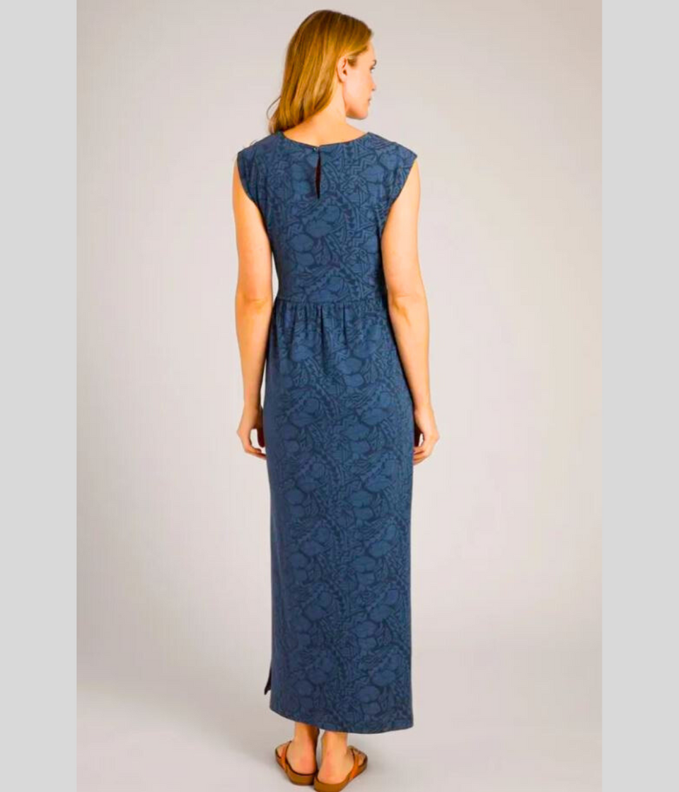 Navy Galia Print Jersey Maxi Dress