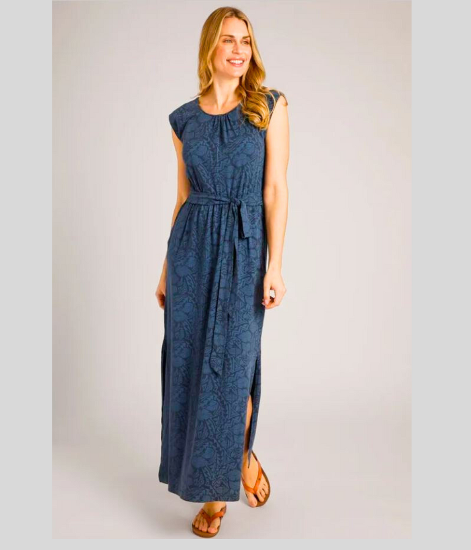 Navy Galia Print Jersey Maxi Dress