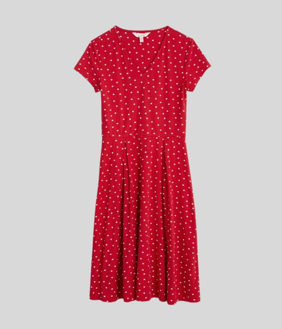 Red Polka Dot Pier View Jersey Dress