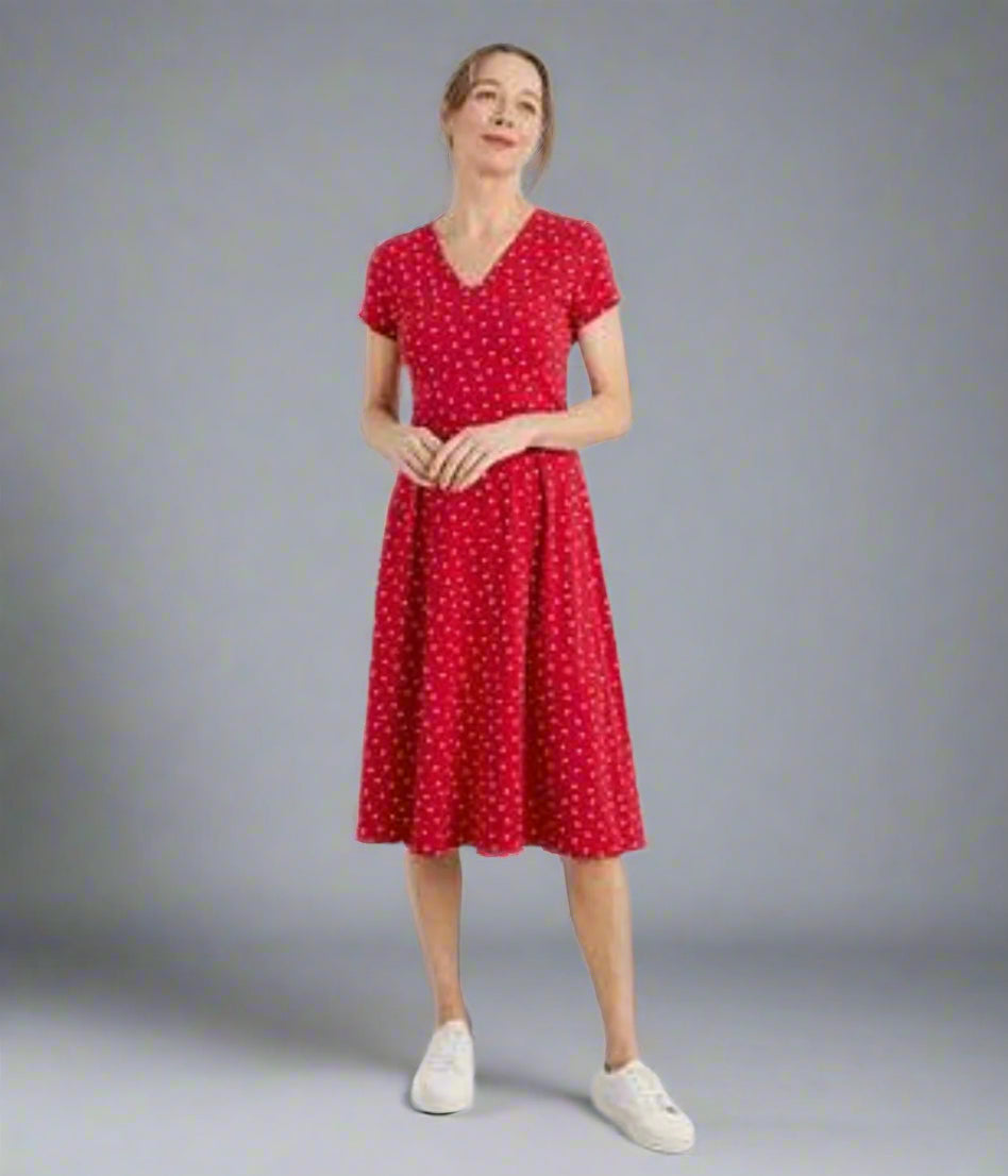 Red Polka Dot Pier View Jersey Dress