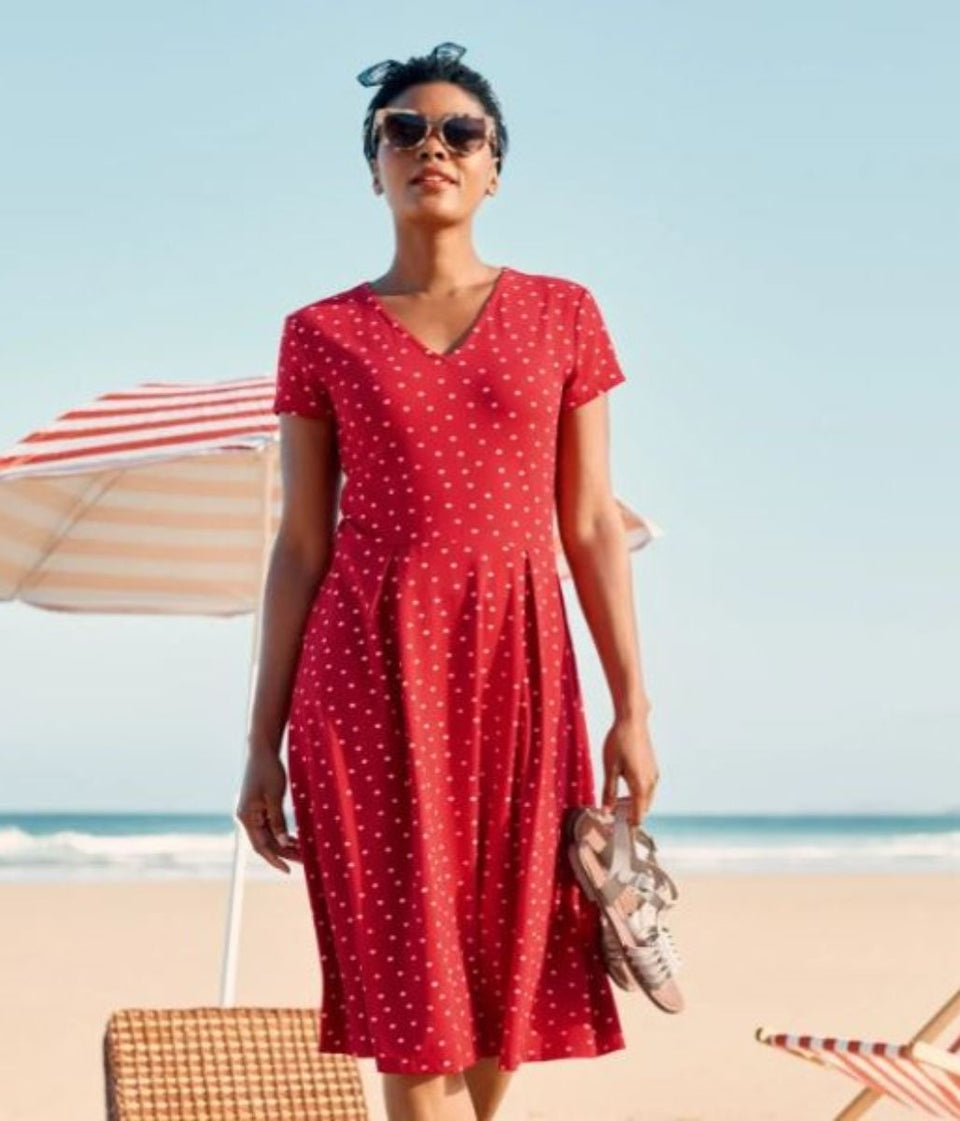 Red Polka Dot Pier View Jersey Dress