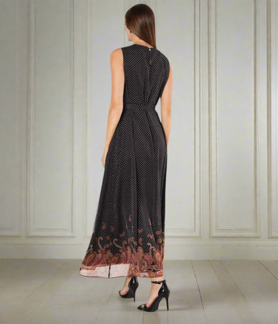 Black Border Print Maxi Dress