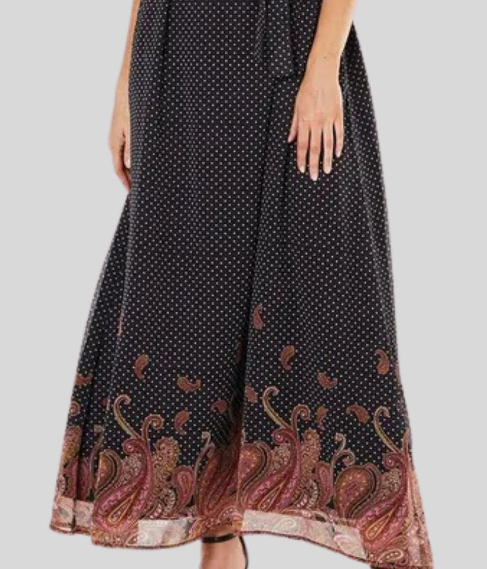 Black Border Print Maxi Dress