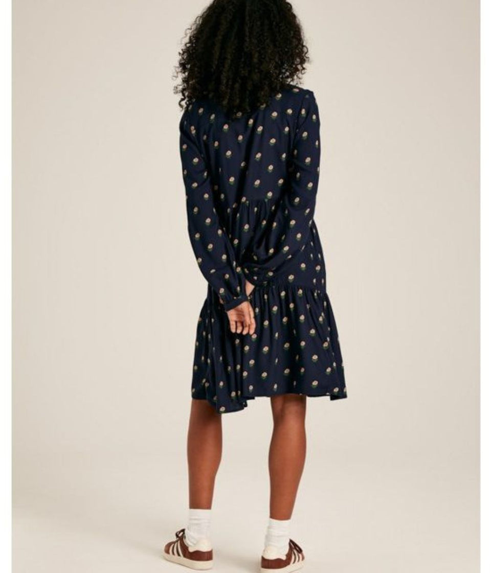 Eva Navy Printed Shirt Dress