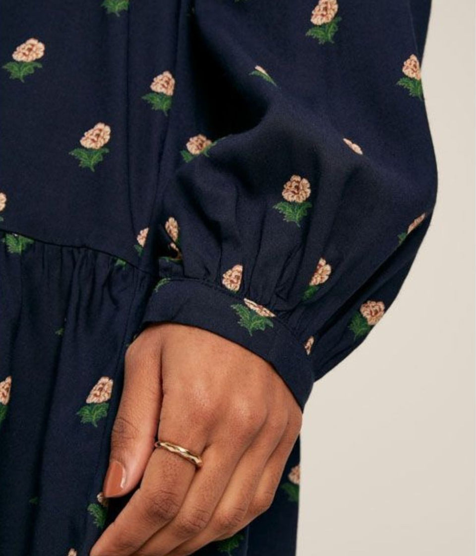 Eva Navy Printed Shirt Dress