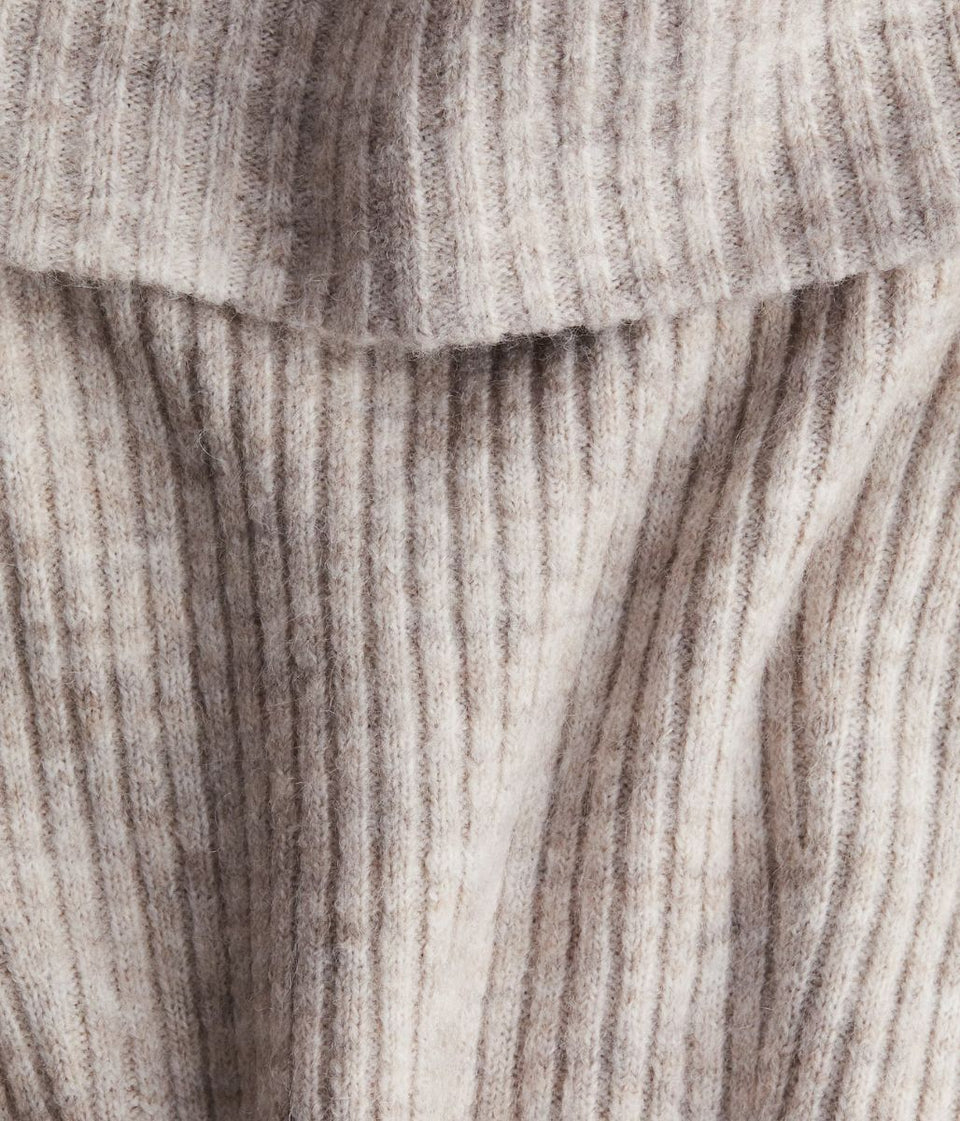 Natural Off Shoulder Knitted Dress