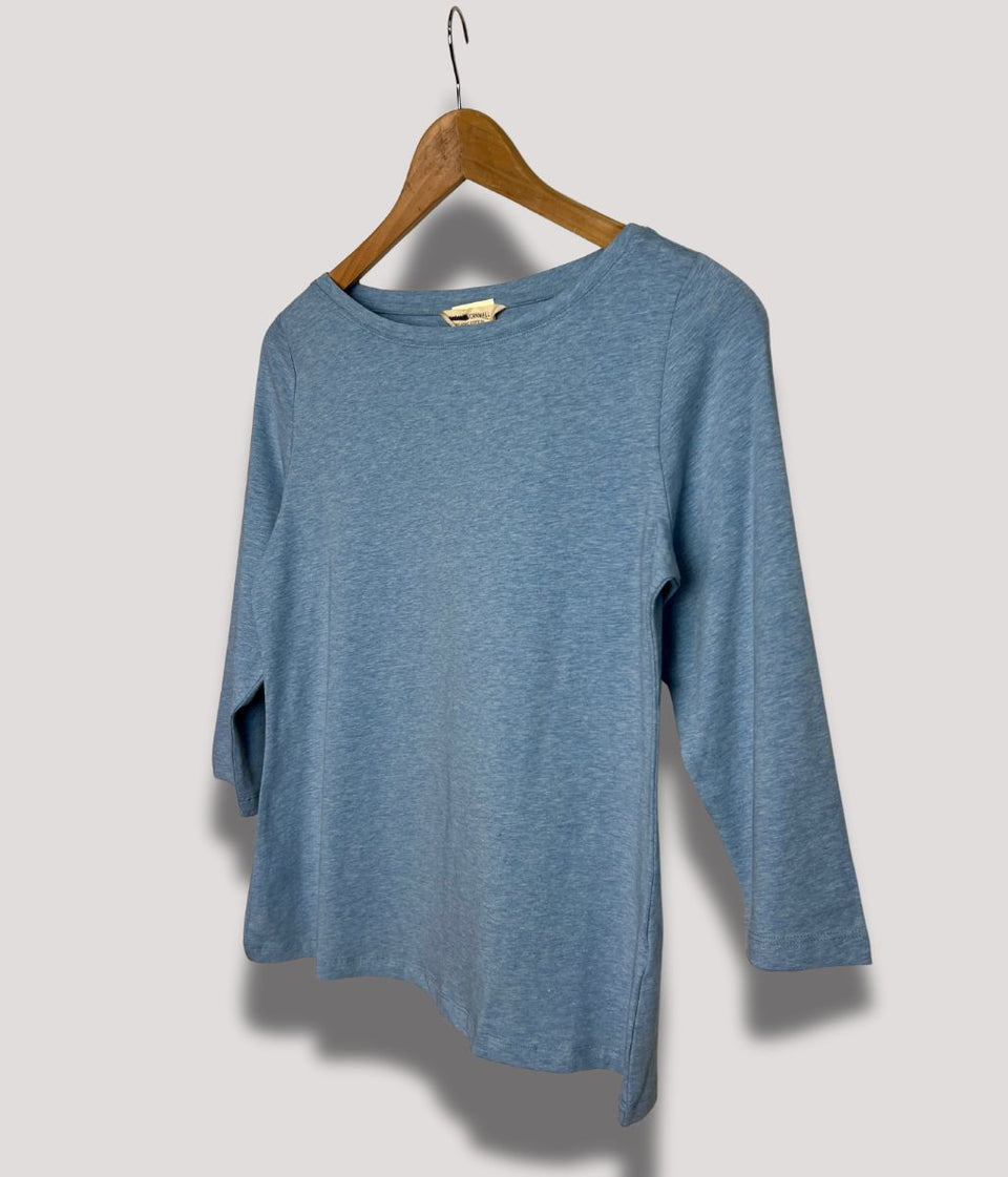 Ex Seasalt Light Blue Cotton Rich 3/4 Sleeve Top