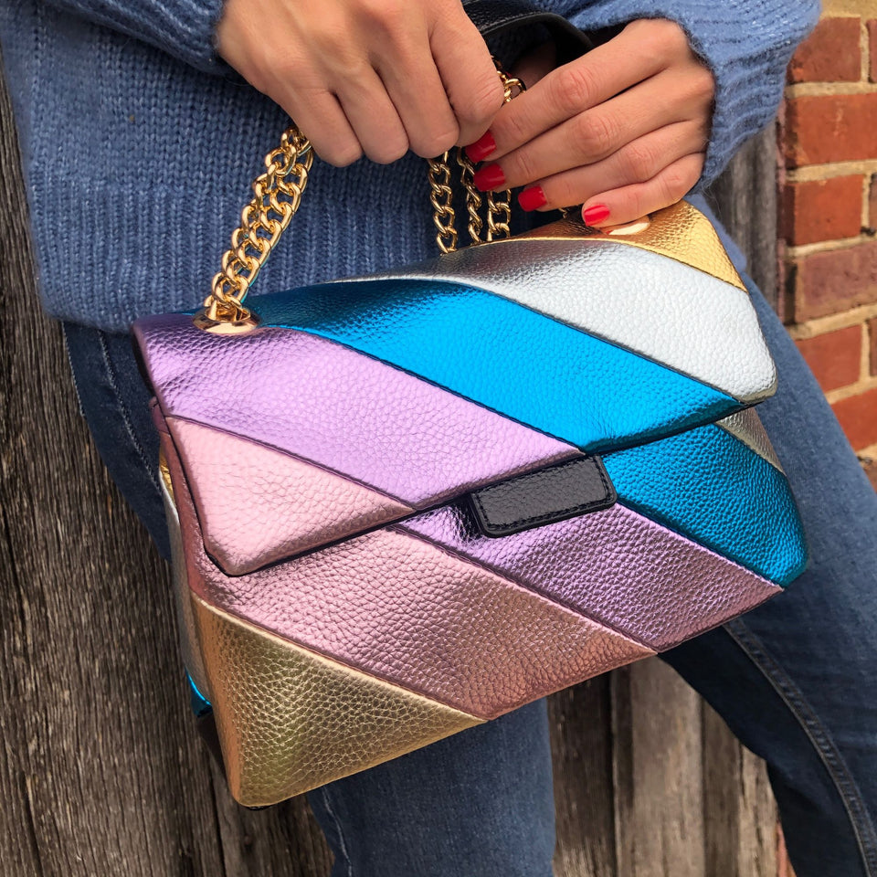 Lilac Metallic Rainbow Chain Bag