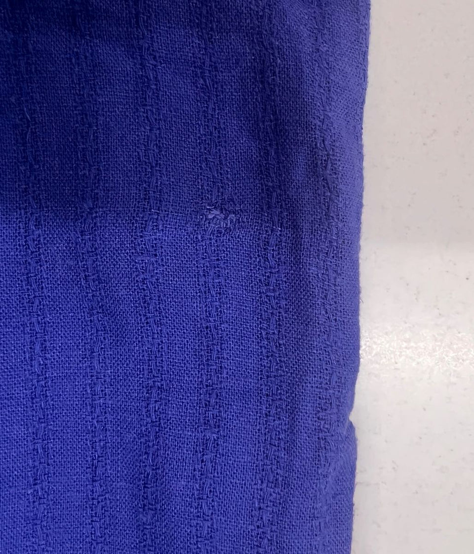 Blue Self Stripe Linen Blend Dress -Seconds