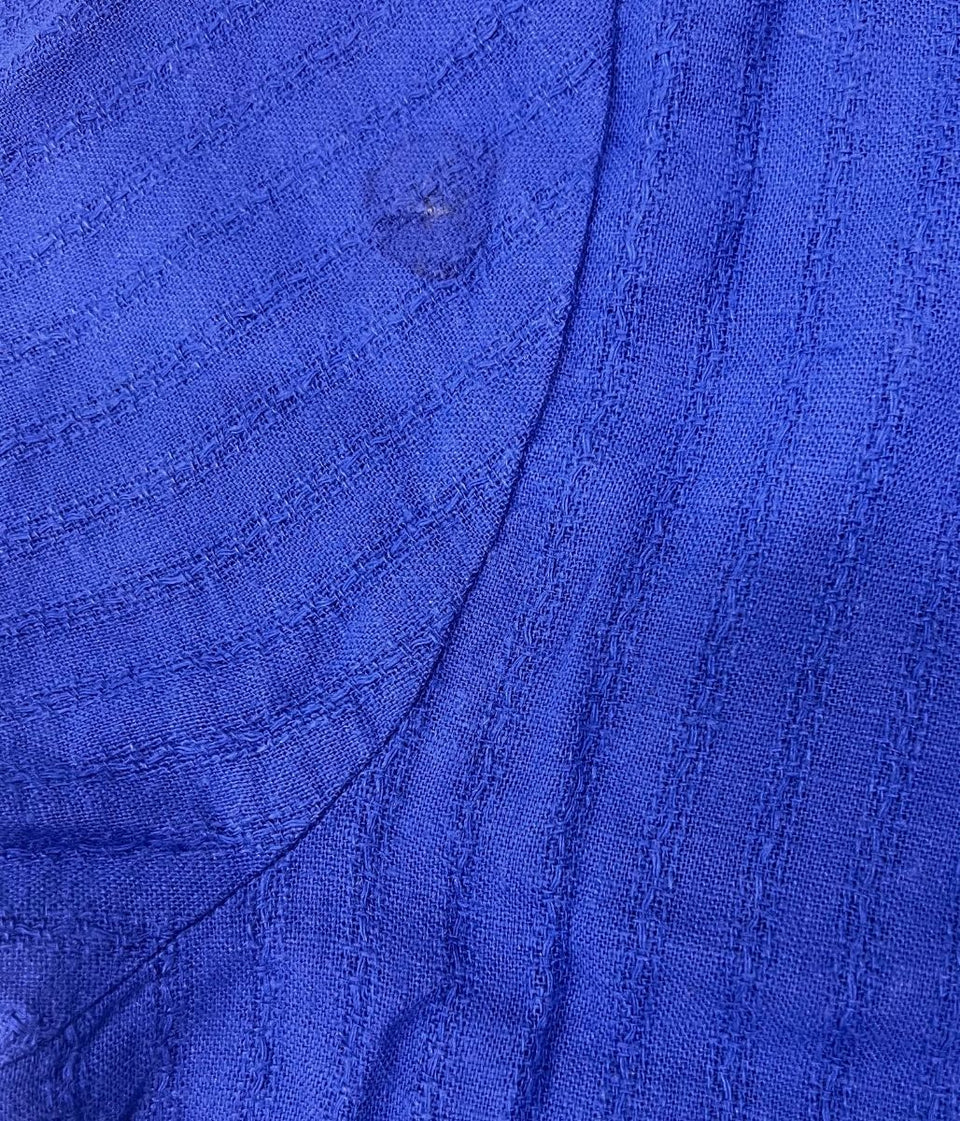 Blue Self Stripe Linen Blend Dress -Seconds