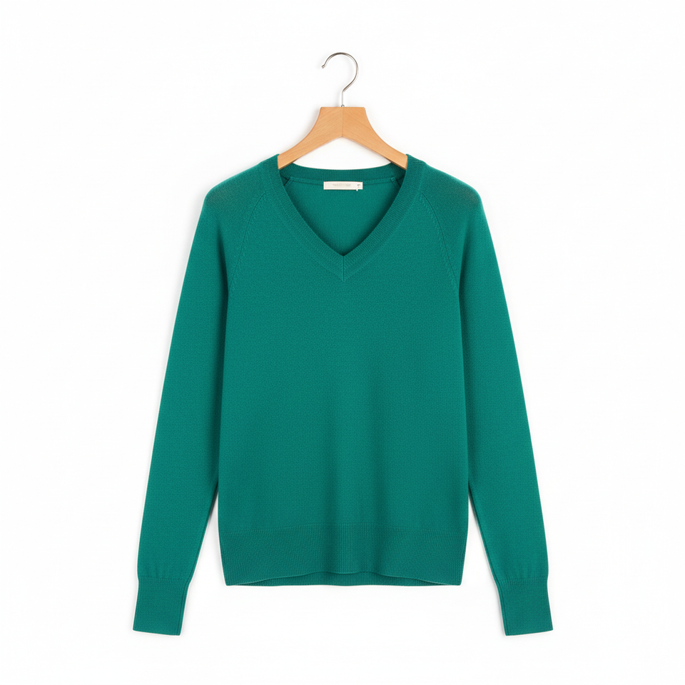 Green Soft V Neck Jumper on Hanger
