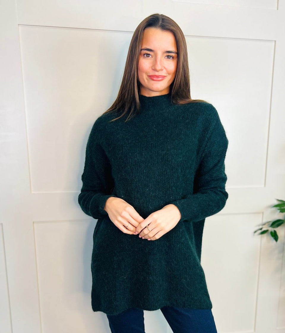 Green Wool Rich Relaxed Jumper