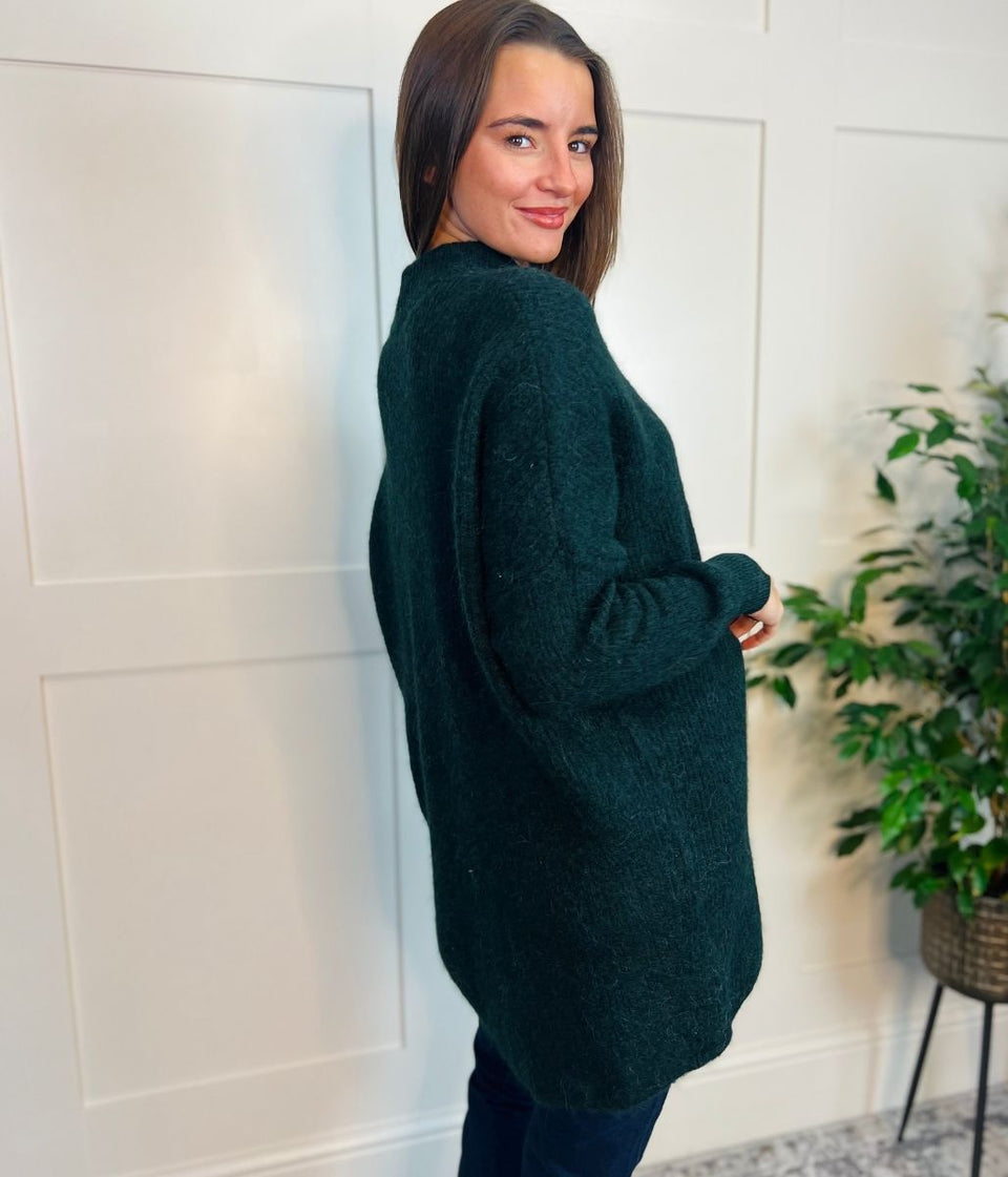 Green Wool Rich Relaxed Jumper