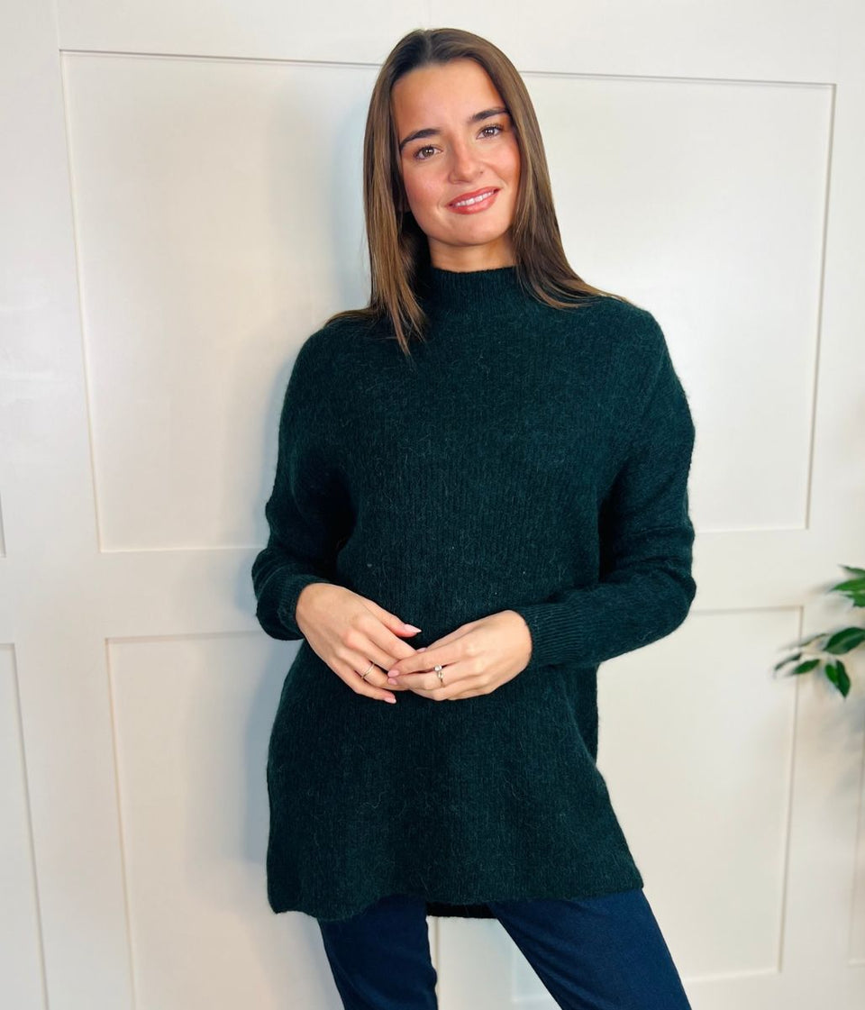 Green Wool Rich Relaxed Jumper