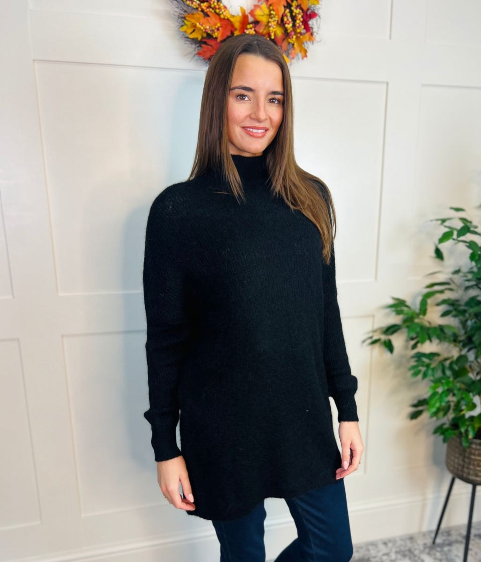 Black Wool Rich Relaxed Jumper