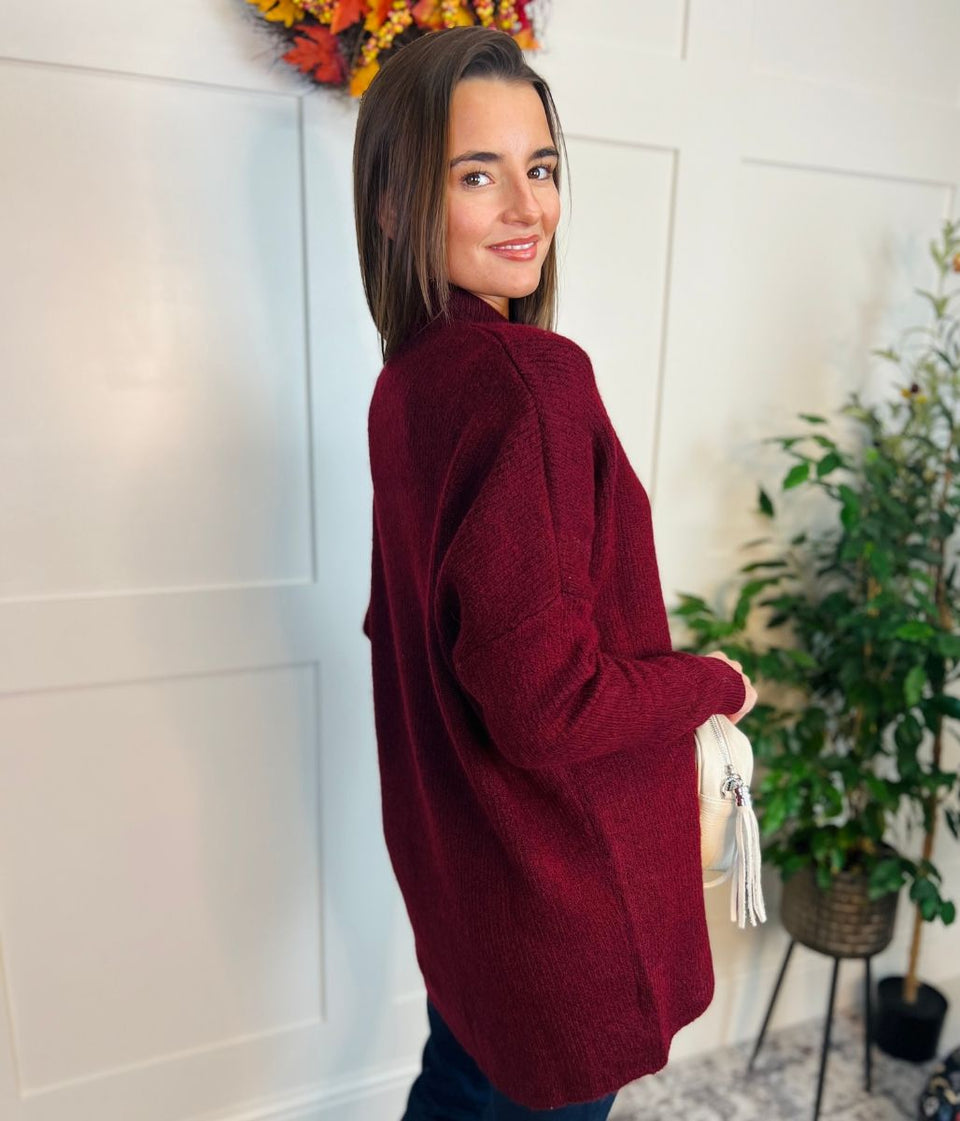 Burgundy Wool Rich Relaxed Jumper