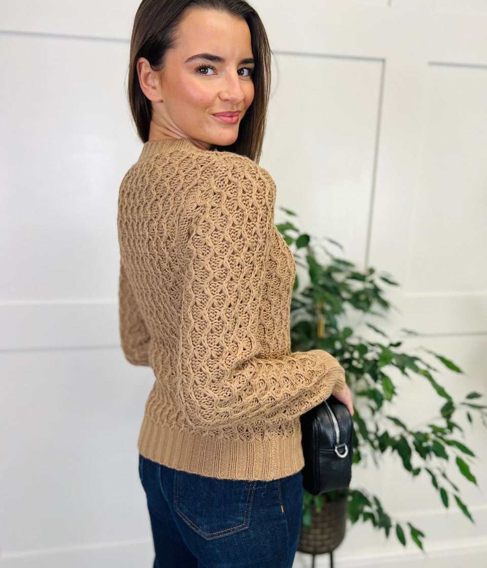 Caramel Textured Basket Weave Jumper